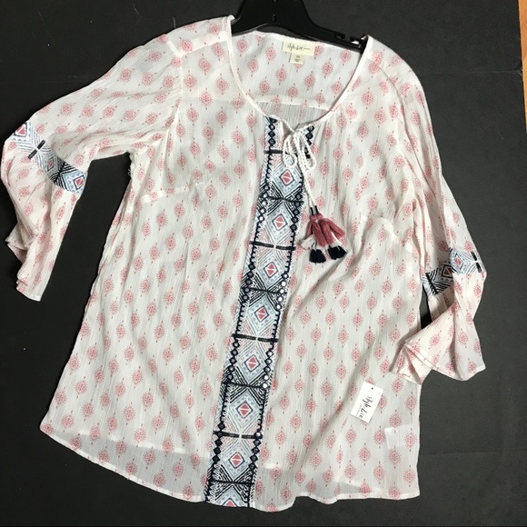 Style & Co. Tops - Style & Co Plus Size Bell Sleeve Embellished Boho